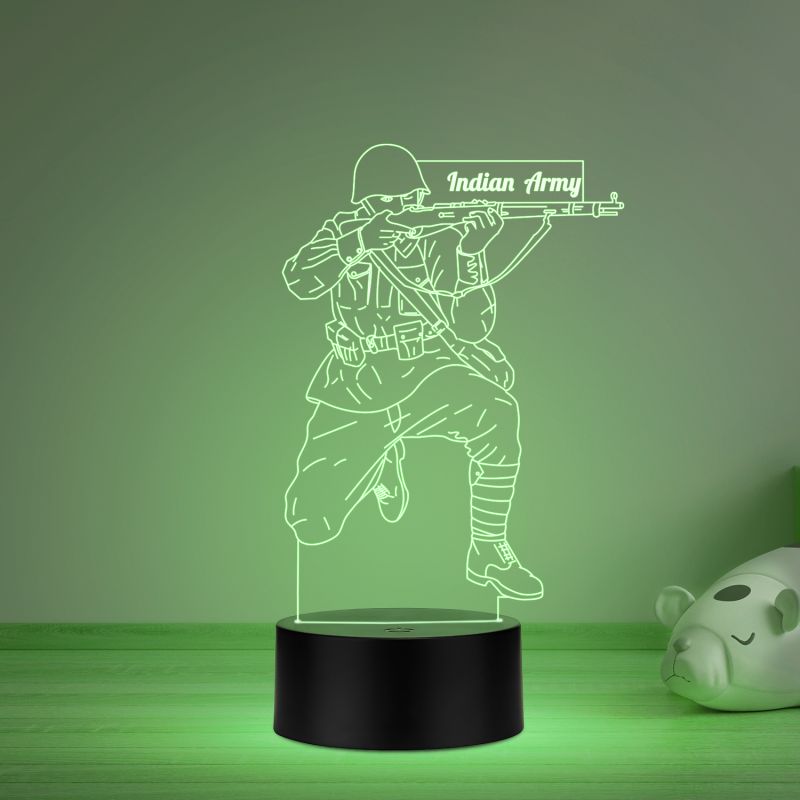 3D Illusion Indian Army Soldier Led Night Light lamp Multicolored light Gift For Soldier